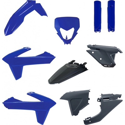 POLISPORT kompletní sada plastů (FULL KIT) SHERCO SE/SEF 25-26 v sadě kryt světla (8681100003) a kryty tlumičů (8398600027) barva modrá šedá černá