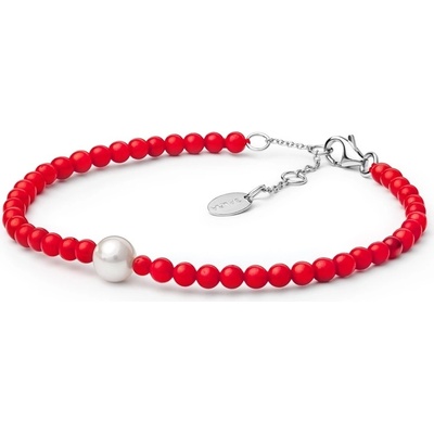 Gaura Pearls Nania korál sladkovodní perla stříbro 202-49B červená