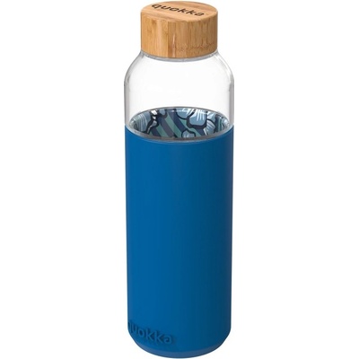 QUOKKA FLOW Sklenená fľaša so silikónovým povrchom WATER FLOWERS 660ml