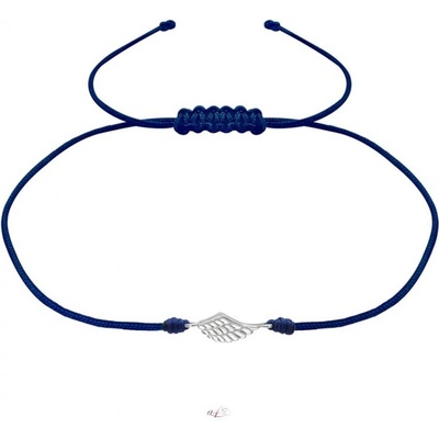 All4Silver náramek na šňůrce křídlo ze stříbra S4835