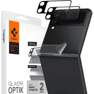 Spigen Външен Протектор и Фолио за Пантата на Samsung Z Flip 3, Spigen Optic Glass 2бр. , Прозрачен (AGL03155)