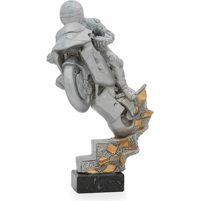 Trofej luxusní se symbolem motorismu výška 30 cm stříbrná/zlatá