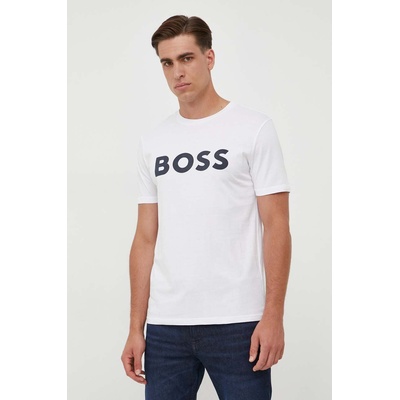 Boss Orange Памучна тениска boss casual в бежово с принт 50481923 (50481923)