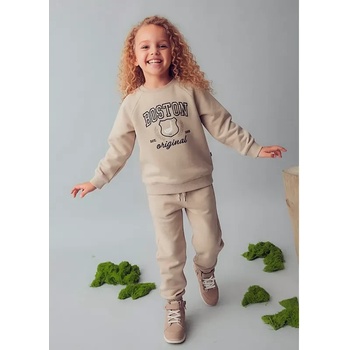 Mayoral Анцуг loose в цвят лешник за мини момиче Mayoral с блуза с надпис и спортен панталон (НЕ Е ВАТИРАН)