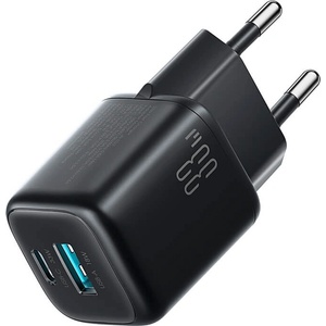 JOYROOM Захранване за ел. мрежа с USB-A и USB-C изходи и технология за бързо зареждане - Joyroom JR-TG7 Fast Wall Charger 33W (черен) (JR-TG7)