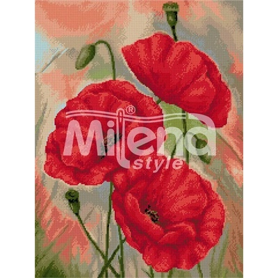 Milena Style Червени макове - гоблен със схема конци dmc 1: 1