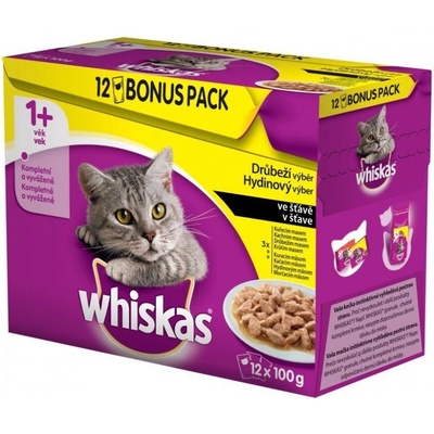 Whiskas drůbeží výběr ve šťávě pro dospělé kočky 12 x 85 g