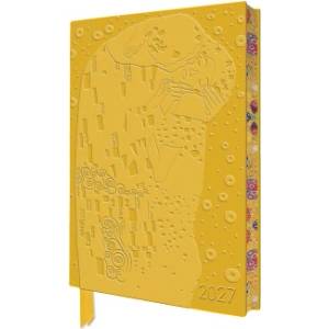 Flame Tree Publishing Gustav Klimt: The Kiss 2027 Artisan Art Vegan Leather Diary Planner - Page to View with Notes | ENGMT