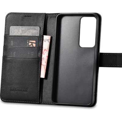 ICARER Кожен калъф iCarer Wallet Case за Samsung Galaxy S23 Plus, черен (AKSM08-BK)
