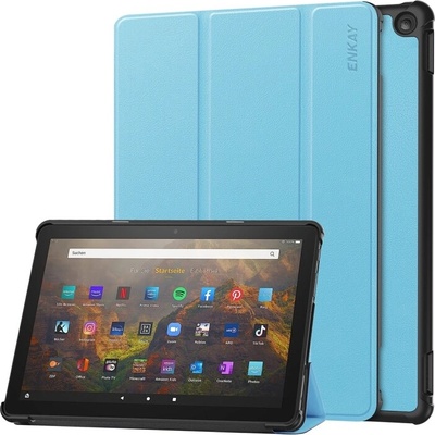 ENKAY 133085 Leather Zaklápací kryt pre Amazon Fire HD 10 2023 svetlomodrý