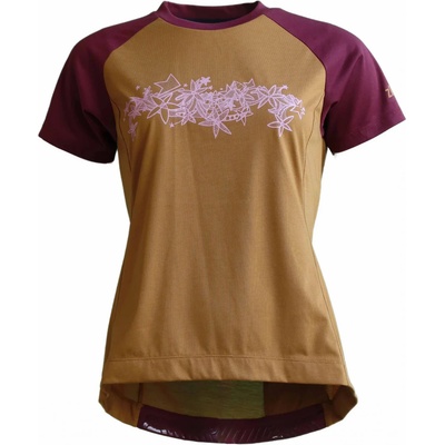 Zimtstern Дамска фланелка с къс ръкав за колоездене Zimtstern Women's PureFlowz Shirt S/S Cycling jersey - Golden Brown / Windsor Wine - размер XS (156-1850-0211)