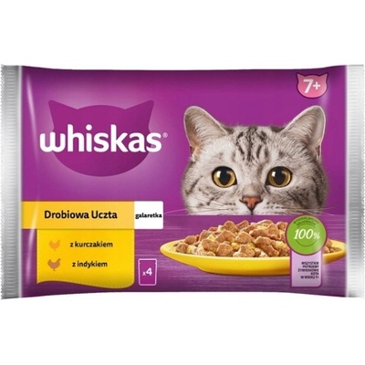 Whiskas Adult Poultry Feast s kuřecím a krůtím masem jelly 52 x 85 g