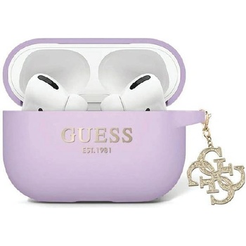 Guess Кейс Guess GUAP2LECG4U за AirPods Pro 2, лилав, Liquid Silicone Glitter Triangle Charm (KXG0074083)