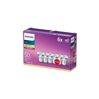 Philips LED žárovka bodová, 4,6W, GU10, teplá bílá, 6ks