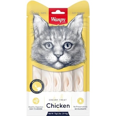 Wanpy Creamy Chicken кремообразно лакомство за котки с пиле, 5 * 14gr