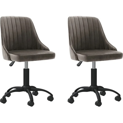 vidaXL Въртящи се трапезни столове, 2 бр, тъмносиви, кадифе (330757)