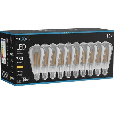 Mexen Vintis 10x LED нажежаема жичка, E27, ST64, 10W, Топло - 2700K, 780 lm, опушено стъкло (L152-E27-1027-70x10)