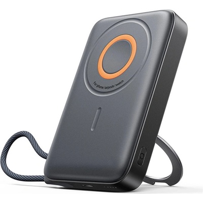 JOYROOM аварийно зарядно устройство с гнездо Type-C 10000mAh, стойка + фиксиран кабел Type-C, ЧЕРНО (JR-PBM02)