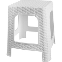 Mega Plast, Taburet I polyratan, 36 x 33 x 33 cm, bílý