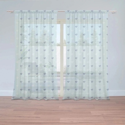 Záclony Srdce na modré: 2 ks - 150x250 cm - Sablio