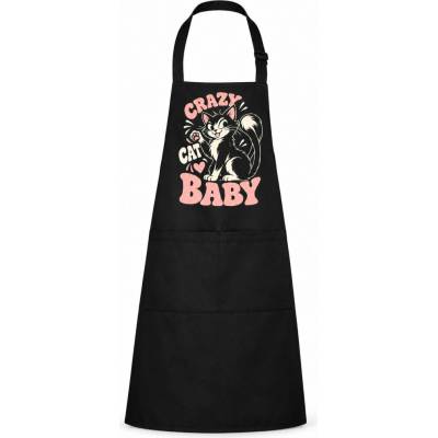 Dobrý Triko Zástěra s potiskem Cat baby Černá