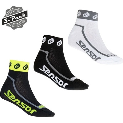 Sensor ponožky 3-PACK RACE LITE SMALL HANDS černá bílá ref.žlutá