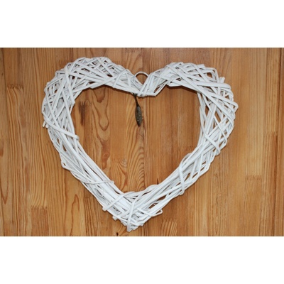 L.M. Dekor Proutěné srdce k dalšímu tvoření šedé a bílé 30 cm bílá – Sleviste.cz