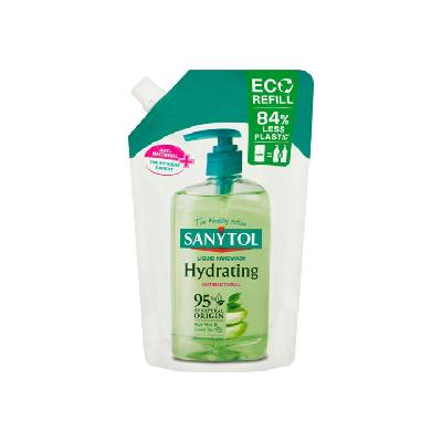 Sanytol Zelený čaj & Aloe Vera dezinfekční hydratující mýdlo na ruce náhradní náplň 500 ml