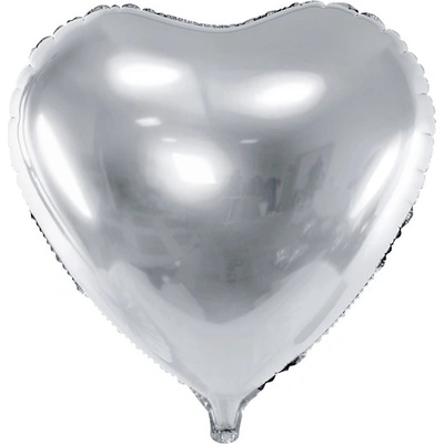 PartyDeco Balonek fóliový srdce stříbrné 45 cm