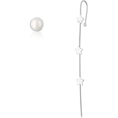JwL Luxury Pearls originálne strieborné asymetrické náušnice JL0812