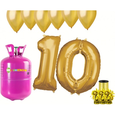 HeliumKing Helium párty set na 10. narozeniny se zlatými balónky