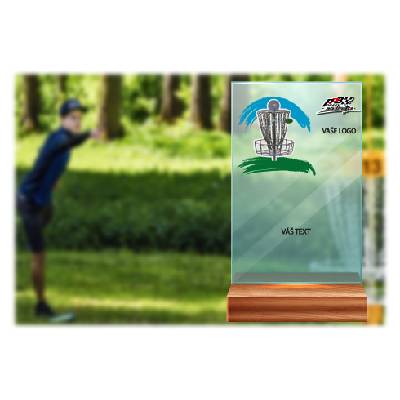 Skleněná trofej na dřevěném podstavci | Diskgolf Výška: 16 cm