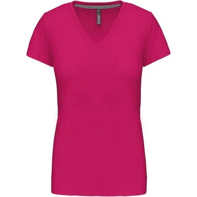 Kariban v-neck k381 / Дамска тениска с къс ръкав - фуксия m (20k38131002)