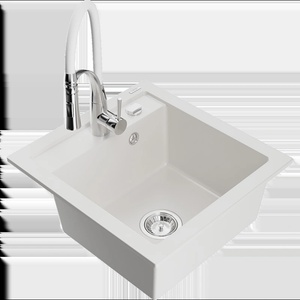 Mexen Vito гранитна мивка с 1 отделение и кухненски смесител Aster, бял (6503-20-73450-02)
