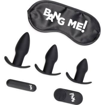 Bang! Backdoor Adventure Kit 3pc Butt Plug Set, Bullet & Blindfold Black