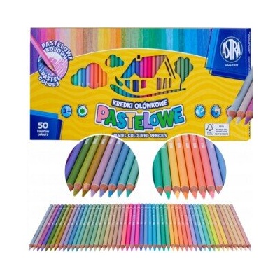Astra Кръгли цветни моливи Astra, 50 пастелни цвята (AS312121004)