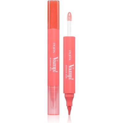 PUPA Vamp! Lip Marker Duo маркер за устни с блясък цвят 008 Orange Sorbet 1.4ml