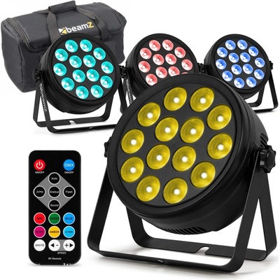 BeamZ súprava 4 BCC165 LED PAR vo flightbagu - 14x 4W RGBAW-UV LED - Vrátane diaľkového ovládania