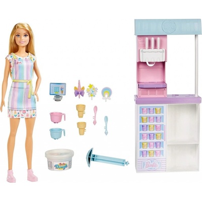 Barbie Prodavačka zmrzliny blondýnka herní set