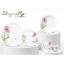 HOME ELEMENTS Porcelánová súprava tanierov Ružový mak 18 ks