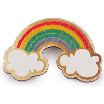 Stoklasa dřevěná brož 11 multikolor duha