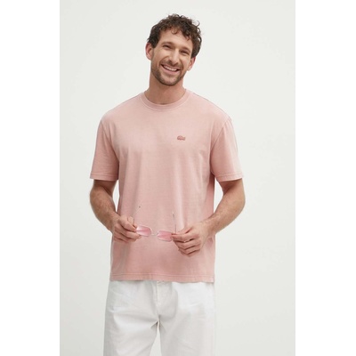Lacoste Памучна тениска Lacoste в розово с изчистен дизайн (TH8312)