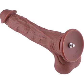 HISMITH HSA155 Huge Silicone Dildo with Intact Testicles for Advanced Users KlicLok 31cm Brown