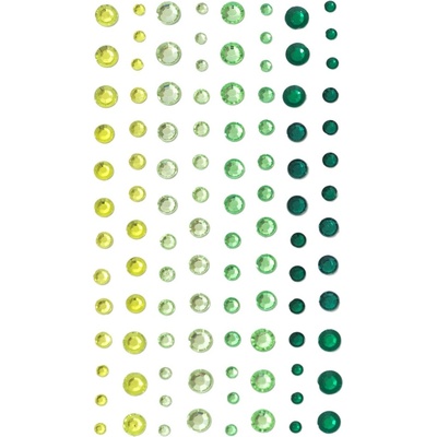 Samolepicí kamínky zelená 3/4/5/6mm, 104ks