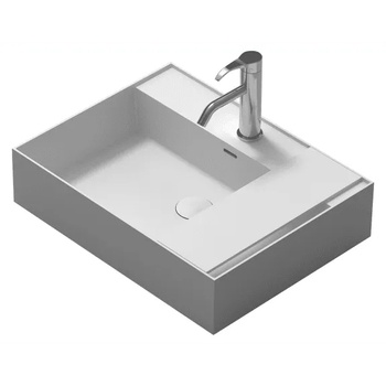 Image 1 of Inter Ceramic Мивка за баня ICB 6016G, монтаж върху плот, iStone, сив мат + бял мат, 60x46x16см (6016G)