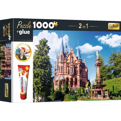 TREFL Sada 2v1 Zámek Drachenburg v Siebengebirge Německo s lepidlem 1000 dílků
