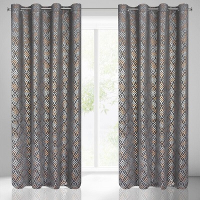Takoy Závěs ARETA ze sametu s gradientním stříbrno-zlatým vzorem ve stylu boho 140 x 250 cm-HF-390156 | 140 x 250 cm