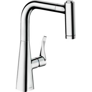 Hansgrohe Кухненски смесител Hansgrohe Metris M71 220 с издърпващ се душ с 2 струи (14834000)