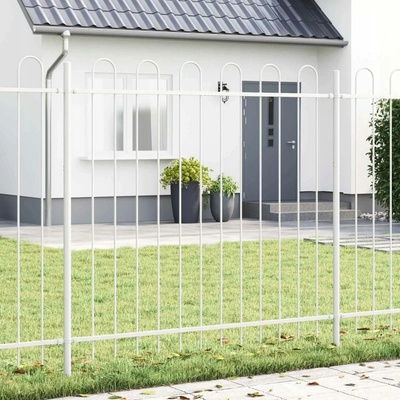 Zahradní plot s hroty Šedý 5,1x0,6 m Ocel Šedá 3334048