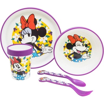 Stor Комплект за хранене с неплъзгаща основа Stor - Premium, Minnie Sunshine, 5 части (81285)